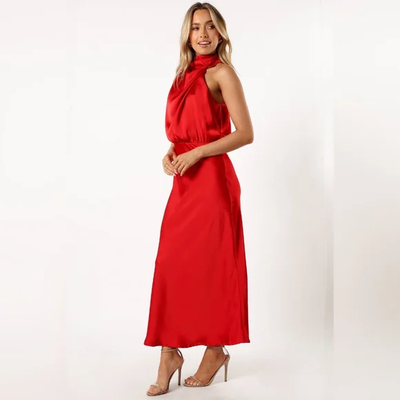 knee length dresses for ladies Anabelle Halter Neck Midi Dress